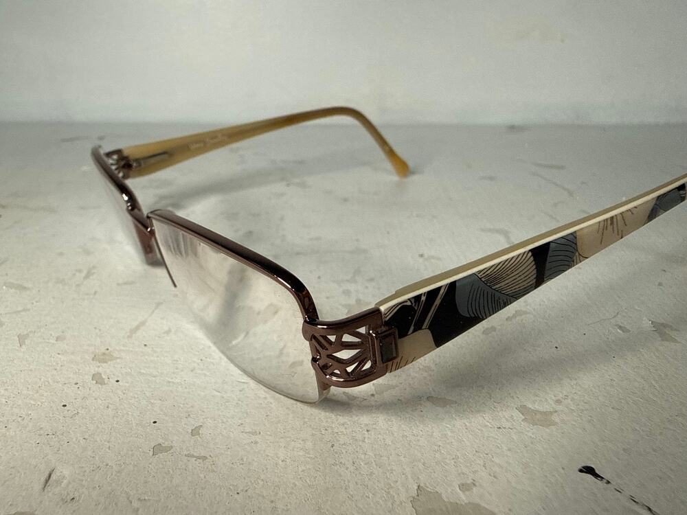 Vera Bradley VB-3030 Eyeglasses Frames Rectangular Brown Metallic Rims Floral